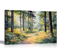 Artley Prints - Trail in Summer Forest Watercolor Canvas Wall Art Prints Modern Pictures for Home Living Room Bedroom 40 x 30cm (16 x 12 inches) A3
