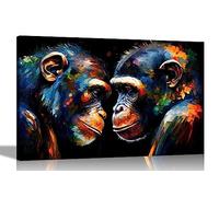 Artley Prints - Two Angry Chimpanzees Abstract Canvas Wall Art: Colourful Prints for Living Room - Ready to Hang Extra Large 101 x 76cm (40 x 30 inches)