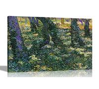 Artley Prints Undergrowth by Vincent Van Gogh Canvas Wall Art l Colourful Framed Pictures l Landscape Artwork for Living Room, Office, Bedroom 30 x 20cm (12 x 8 inches) A4