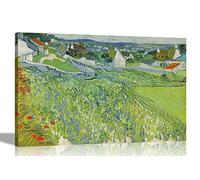 Artley Prints Vineyards at Auvers by Vincent Van Gogh Canvas Wall Art l Modern Landscape Prints | Abstract Artwork for Living Room Bedroom 86 x 61cm (34 x 24 inches) A1
