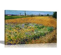 Artley Prints Wheat Field by Vincent Van Gogh Canvas Wall Art l Landscape Colourful Framed Pictures l Landscape Artwork 60 x 40cm (24 x 16 inches) A2