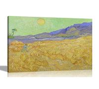 Artley Prints Wheat Field with a Reaper By Vincent Van Gogh Canvas Wall Art l Ready to Hang l Landscape Pictures for Decoration l Landscape Artwork Extra Large 101 x 76cm (40 x 30 inches)