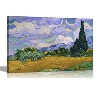Artley Prints Wheat Field with Cypresses by Vincent Van Gogh Canvas Wall Art l Colourful Framed Pictures l Landscape Artwork 40 x 30cm (16 x 12 inches) A3