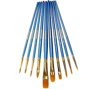 Artlicious Art Paint Brush Set - 10 Pk of Professional, Long-Handled, Nylon Hair Artist Brushes for Watercolour, Acrylic, Oil Painting and Decorating