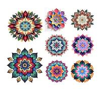 Artline 10pcs Mandala Pattern 11CT DIY Stamped Cross Stitch Kits Needlework Embroidery Kit 5.91x5.91inch Cross Stitch Art and Crafts Kits for Beginners Adults Home Decor