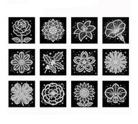 Artline 12pcs Mini Flowers Set DIY Pearl Painting Art Kit No Frame Pearl Gem Paintings Picture Arts Craft Set 15x15cm (6x6 inch) with Tools for Adults and Hobbyists