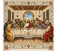 Artline 14CT Stamped Full Stitch Cross Stitch Kit The Last Supper 40x40cm | Cotton Thread Full Stitch DIY Beginner Needlework Printed Canvas Starter Set Needles High-Definition Pattern Included