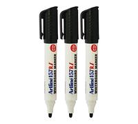 artline 157ri Whiteboard Marker Pens, BLACK, Bold Point (2.0mm), Pack of 3, Easy Wipe Dry Erase Marker Pens, Refillable, School Office Everyday Use
