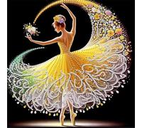 Artline 1pcs Beautiful Skirt Dancing Girl 5D Special Shape Drill Diamond Painting Pattern Kit with Rhinestone Beads 30x30cm (12x12 inch) for Unique Craft Projects and Wall Art