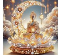 Artline 1pcs Buddha 5D Special Shape Drill Diamond Painting Pattern Kit with Rhinestone Beads 30x30cm (12x12 inch) for Unique Craft Projects and Wall Art
