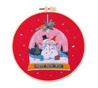 Artline 1pcs Christmas Cotton Embroidery Kit with Hoop Pre-Printed Pattern Needlework Stitching Set 30x30cm (12x12 inch) for Craft Enthusiasts Adult Beginners