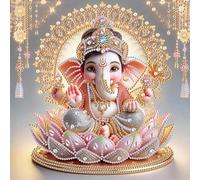 Artline 1pcs Ganesha 5D Special Shape Drill Diamond Painting Pattern Kit with Rhinestone Beads 30x30cm (12x12 inch) for Unique Craft Projects and Wall Art