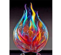 Artline 1pcs Glass Fire Sculpture 5D DIY Full Round Drill Diamond Painting Campervan 30x40cm (12x15.5 inch) Home Decor Art Craft Kit for Adults and Teens