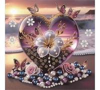 Artline 1pcs Heart 5D Special Shape Drill Diamond Painting Pattern Kit with Rhinestone Beads 30x30cm (12x12 inch) for Unique Craft Projects and Wall Art