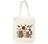 Artline 1pcs Owls and Flowers Canvas Tote Bag Embroidery Kit with Hoop Frame 32x37cm (12.5x14.5 inch) for Beginners Adults Sewing Craft DIY Project