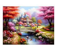 Artline 1pcs Village Scenery 5D DIY Full Round Drill Diamond Painting Campervan 40x30cm (15.5x12 inch) Home Decor Art Craft Kit for Adults and Teens