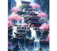 Artline 1pcs Waterfall City 5D DIY Full Round Drill Diamond Painting Campervan 40x50cm (15.5x19.5 inch) Home Decor Art Craft Kit for Adults and Teens