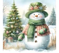 Artline 1pcs Xmas Snowman 5D DIY Full Round Drill Diamond Painting Campervan 30x30cm (12x12 inch) Home Decor Art Craft Kit for Adults and Teens