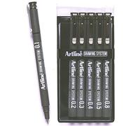 Artline 230 Drawing System Pens - Black - Wallet of 6