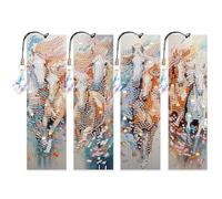 Artline 4Pcs Galloping Horse DIY Diamond Bookmark Art Projects Irregular Shaped Diamonds Diamond Painting Art Bookmarks with Crystal Pendants for DIY Making Beginners Adult Art Craft Supplies