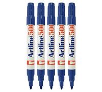 artline 500 Whiteboard Marker Pens, BLUE, Bold Acrylic Point (2.0mm), Pack of 5, Metal Body, Dry Erase Easy Wipe, Refillable, School Office Everyday Use