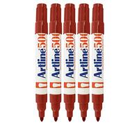 artline 500 Whiteboard Marker Pens, RED, Bold Acrylic Point (2.0mm), Pack of 5, Metal Body, Dry Erase Easy Wipe, Refillable, School Office Everyday Use