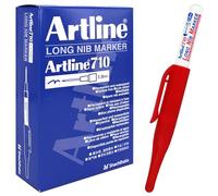 Artline Long Nib Markers | Professional Series | For Marking Deep Holes | Permanent Ink | EKPR-LNM | 1mm Bullet Tip | Pack of 12 | arker (Red)