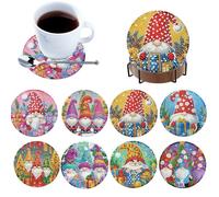 Artline 8Pcs Round Wood Cork Diamond Art Kit Christmas