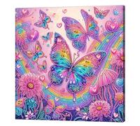 Artline Colorful Butterfly Special Shaped 5D DIY Partial Drill Diamond Painting Kits for Adults Beginners Home Decor Diamonds Paintings Gem Art with Frame 25x25cm