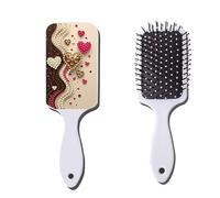 Artline Diamond Dots Paintings Cushion Comb Partial Drill Crystal Art Combs Paint by Diamond Irregularly Shaped Birthday Gift for Women & Friends (Gold and Pink Hearts)