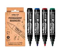 Artline Eco Assorted Permanent Marker Pens (Pack of 4) 2mm Nib for Home and Office Use, Labelling and Crafts, Dry Safe for 2 Weeks Uncapped, Waterproof, Non-Toxic - Genuine Stationery Supplies