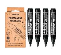 Artline Eco Black Permanent Marker Pens (Pack of 4) 2-5mm Nib for Home and Office Use, Signage and Crafts, Dry Safe for 2 Weeks Uncapped, Waterproof, Non-Toxic - Genuine Permanent Marker Pens Black