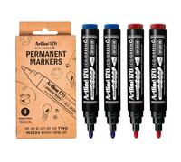 Artline Eco Blue/Red Permanent Marker Pens (Pack of 4) 2mm Nib for Home and Office Use, Labelling and Crafts, Dry Safe for 2 Weeks Uncapped, Waterproof, Non-Toxic - Genuine Stationery Supplies