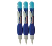 Artline FAST DRY Shake n Squeeze Precision Correction Pen, 0.7mm Metal Tip Nib, 7ml, Pack of 3, Ultra WHITE Fluid, Quick Drying, Squeezable Barrel, School Office Home Use