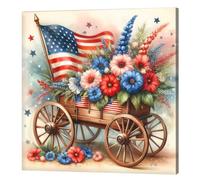 Artline Independence Day DIY Round Drill Diamond Painting Kit with Frame 25x25cm Diamond Dots Paintings Picture Arts Craft for Adults Beginners Home Decor