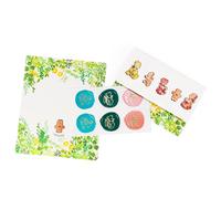 Artline Message Cards and Wax Seal Stickers Set (6 Cards and 12 Stickers - Fluffy Bears Design) Blank Card and Sticker Sheet for Messages, Gift Wrap or Crafts - Official Artline x Krimgen Set