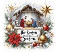 Artline Nativity Cross Stitch Kit 40x40cm DIY 14CT Thread Art Needlework White Fabric Christmas Religious Home Decor Living Room Mantel Holiday Craft Gift Premium Needlework