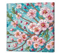 Artline Peach Blossom Special Shaped 5D DIY Partial Drill Diamond Painting Kits for Adults Beginners Home Decor Diamonds Paintings Gem Art with Frame 25x25cm