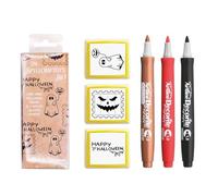 Artline Pre Inked Stamps and Decorite Pen Set (The Spellcrafters Set 1) 3X Halloween Black Ink Stamps and 3X Colouring Pens for Arts & Crafts, Journaling and Decoration - Genuine Artline Art Supplies