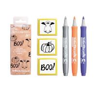 Artline Pre Inked Stamps and Decorite Pen Set (The Spellcrafters Set 2) 3X Halloween Black Ink Stamps and 3X Colouring Pens for Arts & Crafts, Journaling and Decoration - Genuine Artline Art Supplies
