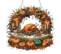 Artline Thanksgiving Turkey Table Wreath 2D Flat DIY Diamond Art Pendant