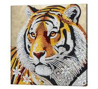 Artline Tiger Special Shaped 5D DIY Partial Drill Diamond Painting Kits for Adults Beginners Home Decor Diamonds Paintings Gem Art with Frame 25x25cm