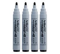 Artline Whiteboard Pens (Pack of 4 - Black) Dry Safe Whiteboard Markers for School or Office, 3mm Nib, 48 Hour Cap-Off Time, Non-Toxic White Board Markers Erasable - Genuine White Board Pens