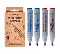 Artline Whiteboard Pens (Pack of 4 - Blue/Red) Dry Safe Whiteboard Markers for School or Office, 3mm Nib, 48hr Cap-Off Time, Non-Toxic White Board Markers Erasable - Genuine White Board Pens