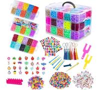 Artlive 15000+ Loom Bands Kit 25 Vibrant Colours Rubber Bands Bracelet Making Kit with Alphabet Beads,S Clips, Charms, Hooks and 3-Layer Storage Box DIY Arts & Crafts Kit for Kids,Girls & Boys