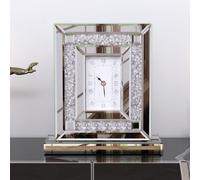 Artloge 30X9.6X33Cm Sparkly Mirrored Crushed Crystal Filled Diamond Mantle Clock Glass Table Clock