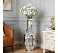 Artloge 76.5Cm Floor Vase Crushed Diamond Mirrored Vase Tall Hollow Out Decorative