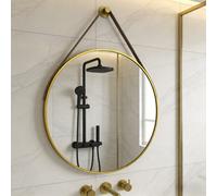 Artloge 80Cm Large Hanging Circle Mirror Wall Decor Aluminum Frame Round Mirrors Bathroom Bedroom, Gold