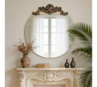 Artloge 80X84.5Cm Baroque Antique Round Mirror Wall Decor Bathroom Mirror Ornate Entryway Mirrors