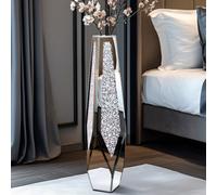 Artloge 85.5Cm H Large Mirrored Floor Vase Silver Crushed Diamond Flower Vase Chic Geometric Shap